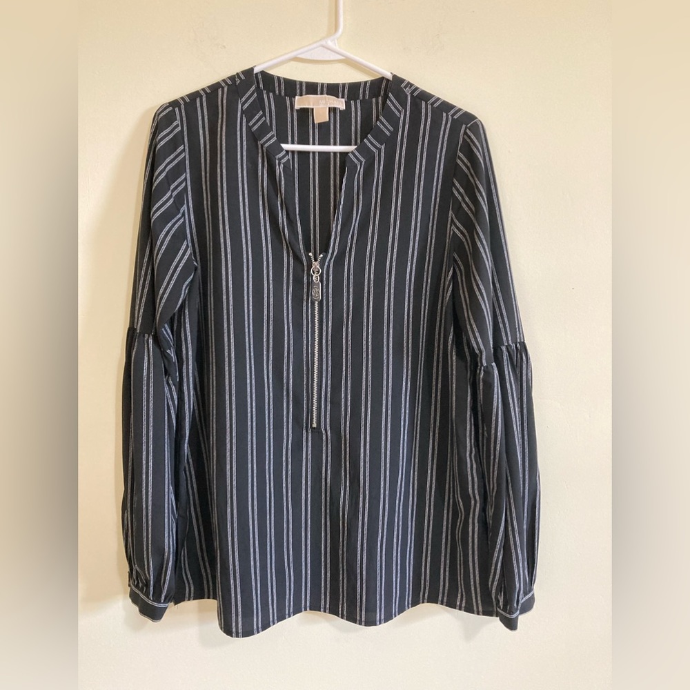 Michael Kors Black & White Striped Blouse